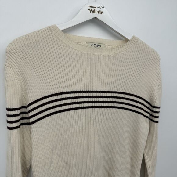 Ralph Lauren Polo Jeans Co Beige & Brown Sweater Top Size Medium Y2k - Picture 2 of 10